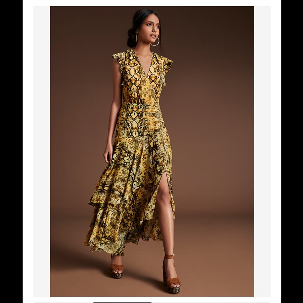 EUC Bar III Ruched Python Print High-Low Faux Wra… - image 4